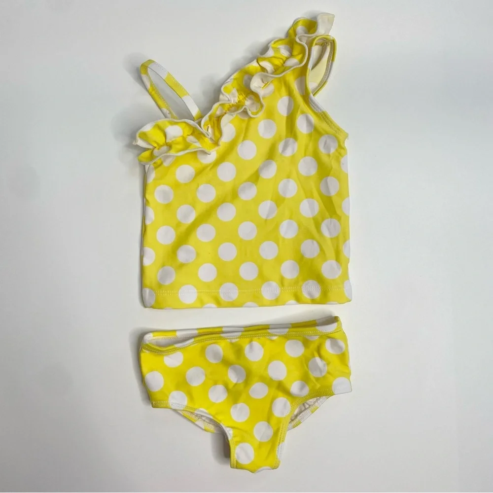 Baby Girl's Carter's Yellow Polka Dot Ruffle 2-Piece Tankini Swimsuit 12 Months